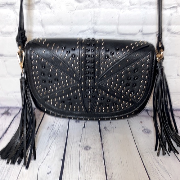 MMS metal studs hand bags w side fringe - Picture 2 of 9